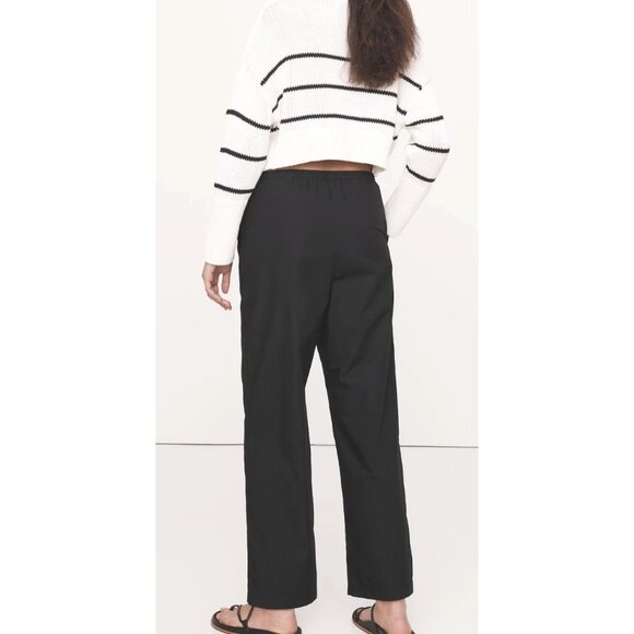 Banana Republic Poplin Relaxed Straight Ankle Pants Pull On Drawstring Blue M - Picture 14 of 15